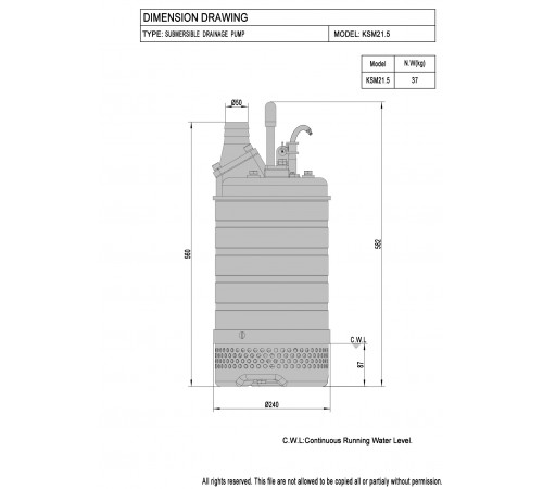 Дренажный погружной насос Meudy KSM21.5