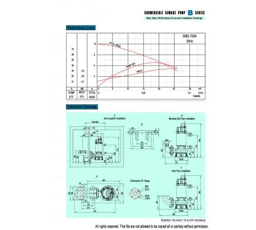 Фекальный погружной насос Meudy 50B2.75 SA
