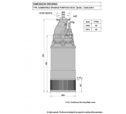 Дренажный погружной насос Meudy SH675